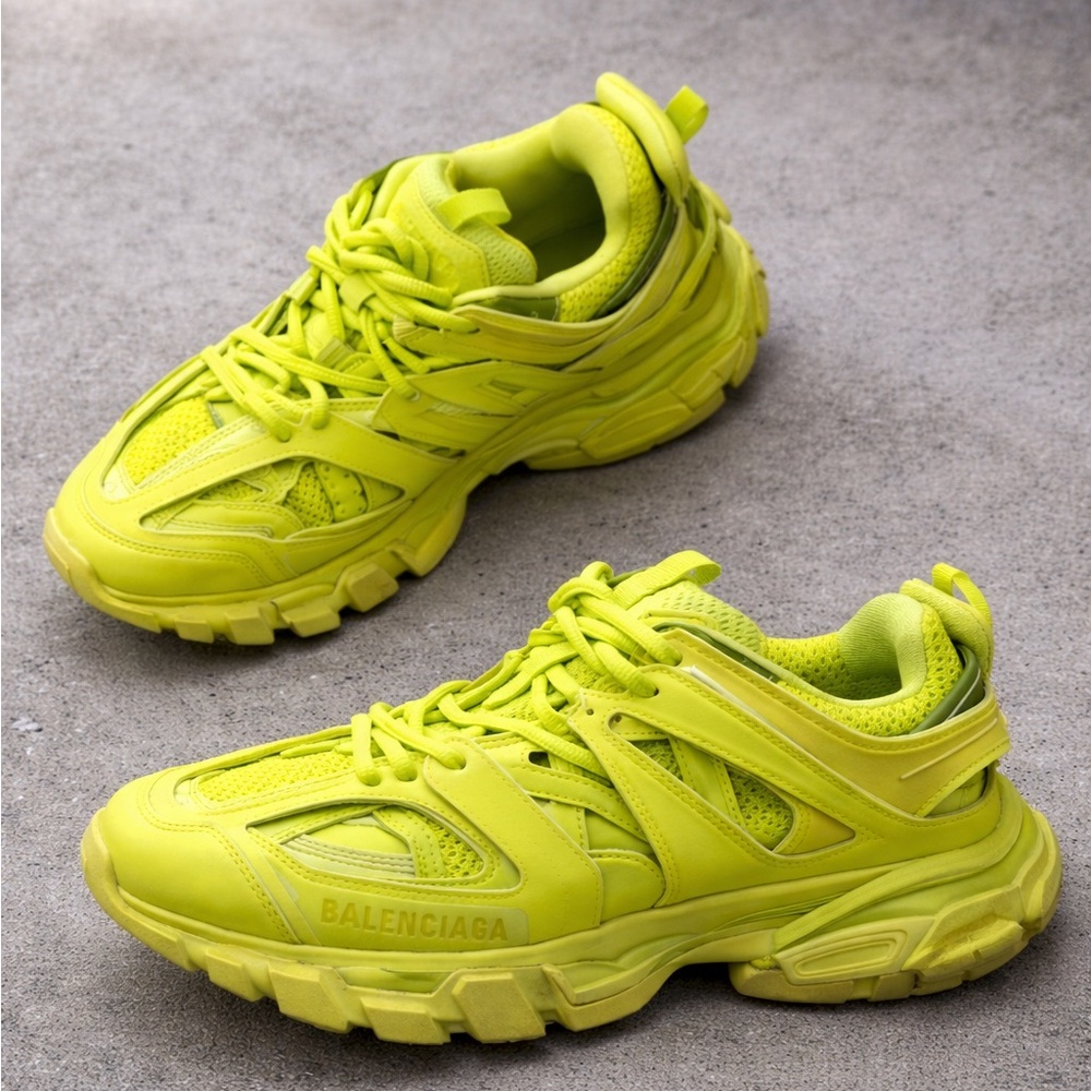Balenciaga Track Trainer Low Top Chunky Sneakers Fluo Yellow/ Lime Green US 8-9